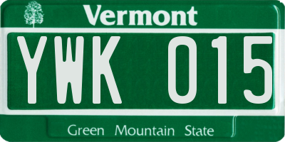 VT license plate YWK015