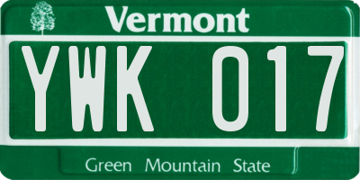 VT license plate YWK017