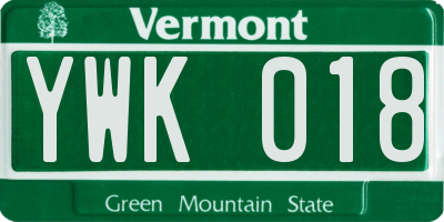 VT license plate YWK018