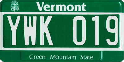 VT license plate YWK019