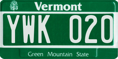 VT license plate YWK020