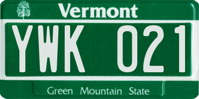 VT license plate YWK021