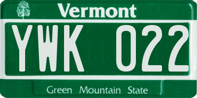 VT license plate YWK022