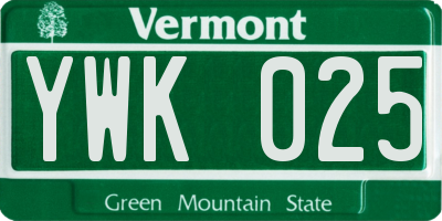 VT license plate YWK025