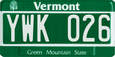 VT license plate YWK026