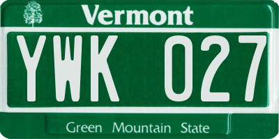 VT license plate YWK027