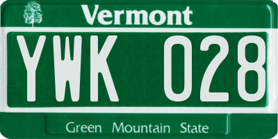 VT license plate YWK028