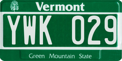 VT license plate YWK029