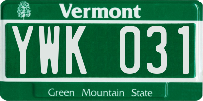 VT license plate YWK031