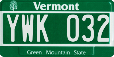 VT license plate YWK032