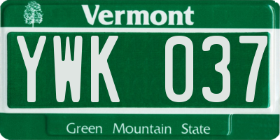 VT license plate YWK037