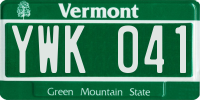 VT license plate YWK041