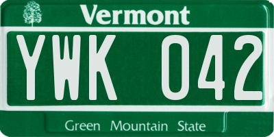 VT license plate YWK042