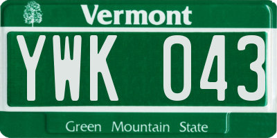 VT license plate YWK043