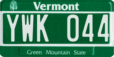 VT license plate YWK044