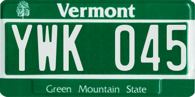 VT license plate YWK045