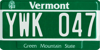VT license plate YWK047