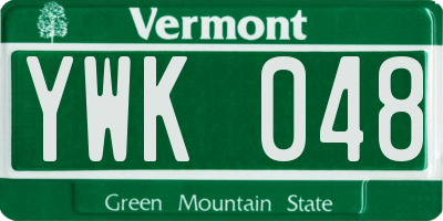 VT license plate YWK048