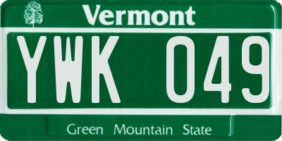 VT license plate YWK049
