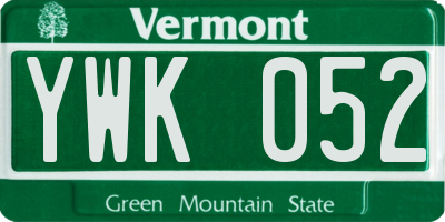 VT license plate YWK052