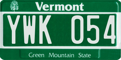 VT license plate YWK054