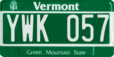 VT license plate YWK057