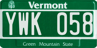 VT license plate YWK058
