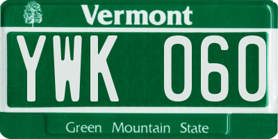VT license plate YWK060