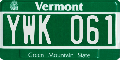 VT license plate YWK061