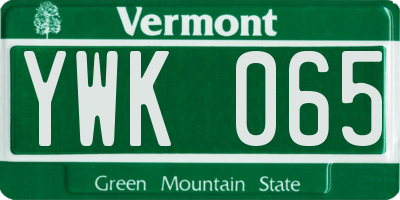VT license plate YWK065
