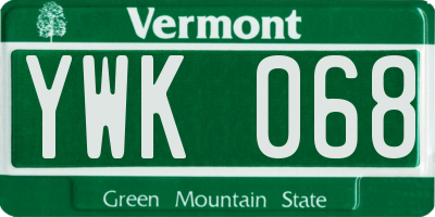 VT license plate YWK068