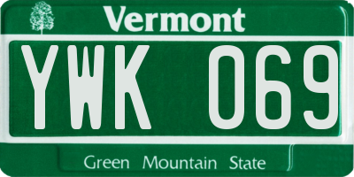 VT license plate YWK069