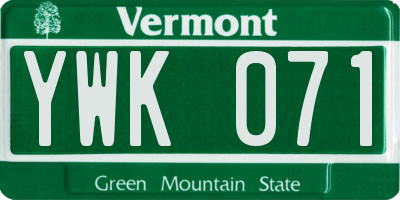 VT license plate YWK071