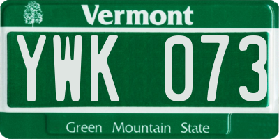 VT license plate YWK073