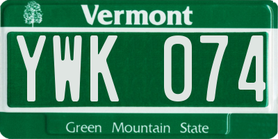 VT license plate YWK074