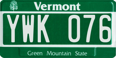 VT license plate YWK076