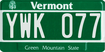 VT license plate YWK077