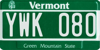 VT license plate YWK080