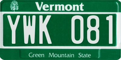 VT license plate YWK081