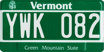 VT license plate YWK082