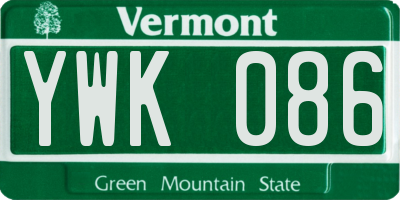 VT license plate YWK086