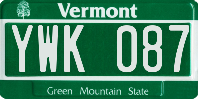 VT license plate YWK087