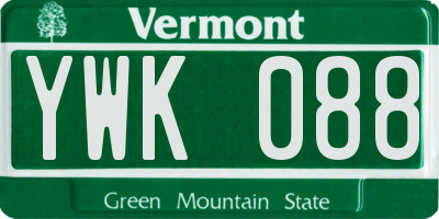 VT license plate YWK088