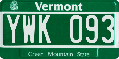 VT license plate YWK093