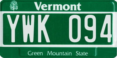 VT license plate YWK094