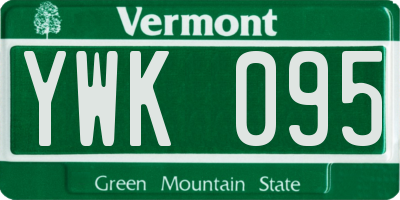 VT license plate YWK095