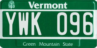 VT license plate YWK096