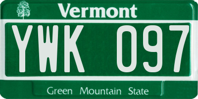 VT license plate YWK097
