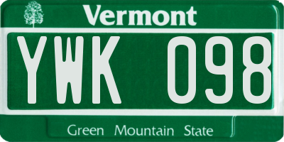 VT license plate YWK098