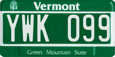 VT license plate YWK099